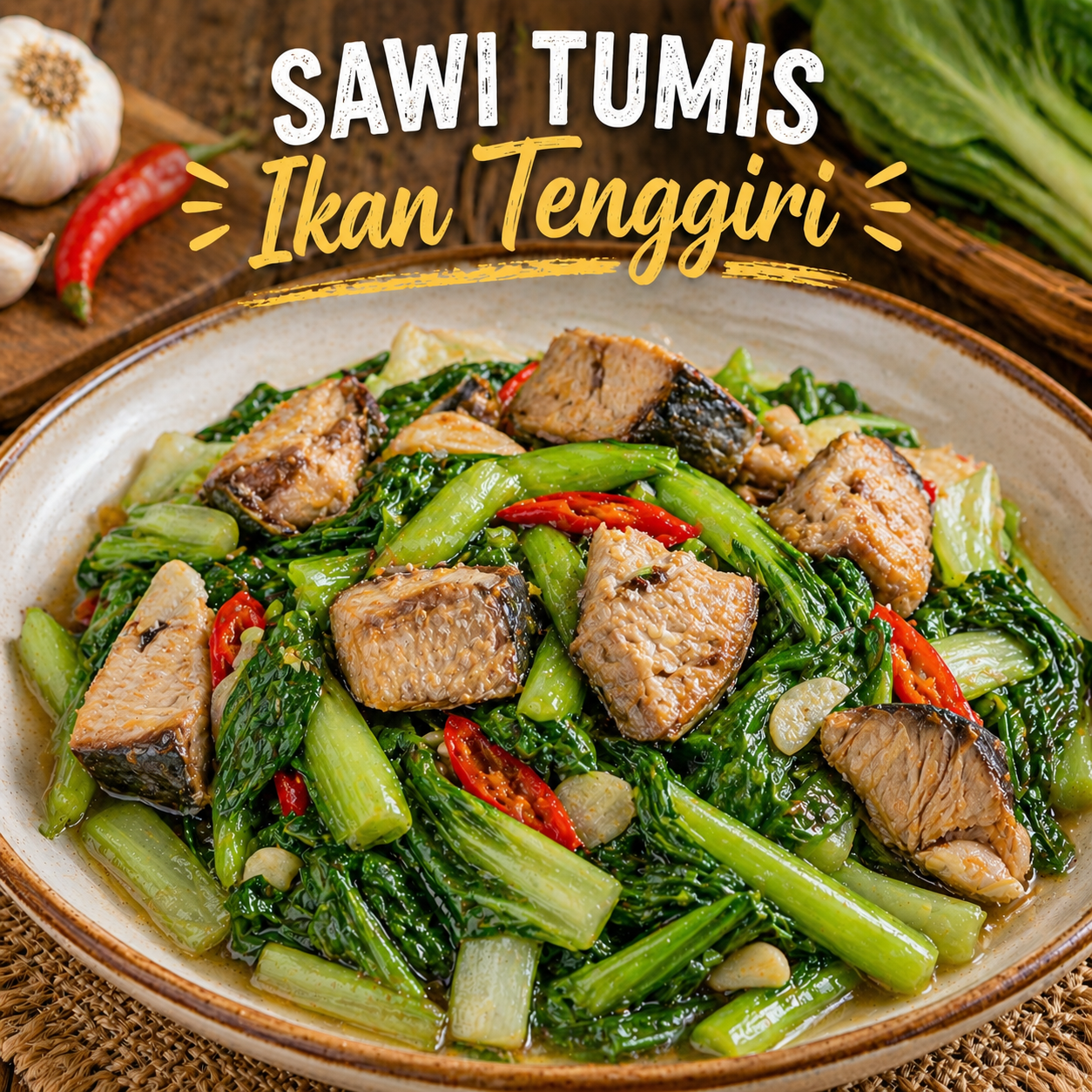 Sawi Tumis Ikan Tenggiri Kedai Tiga Nyonya